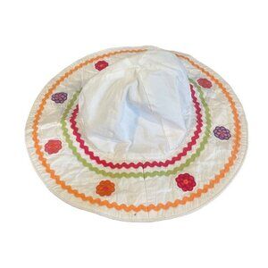 Gymboree Beach Sun Hat Size 8 And Up Floral Print White Colorful Girls